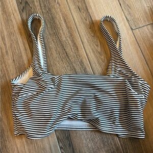 Aerie Black and White Striped Swim Top